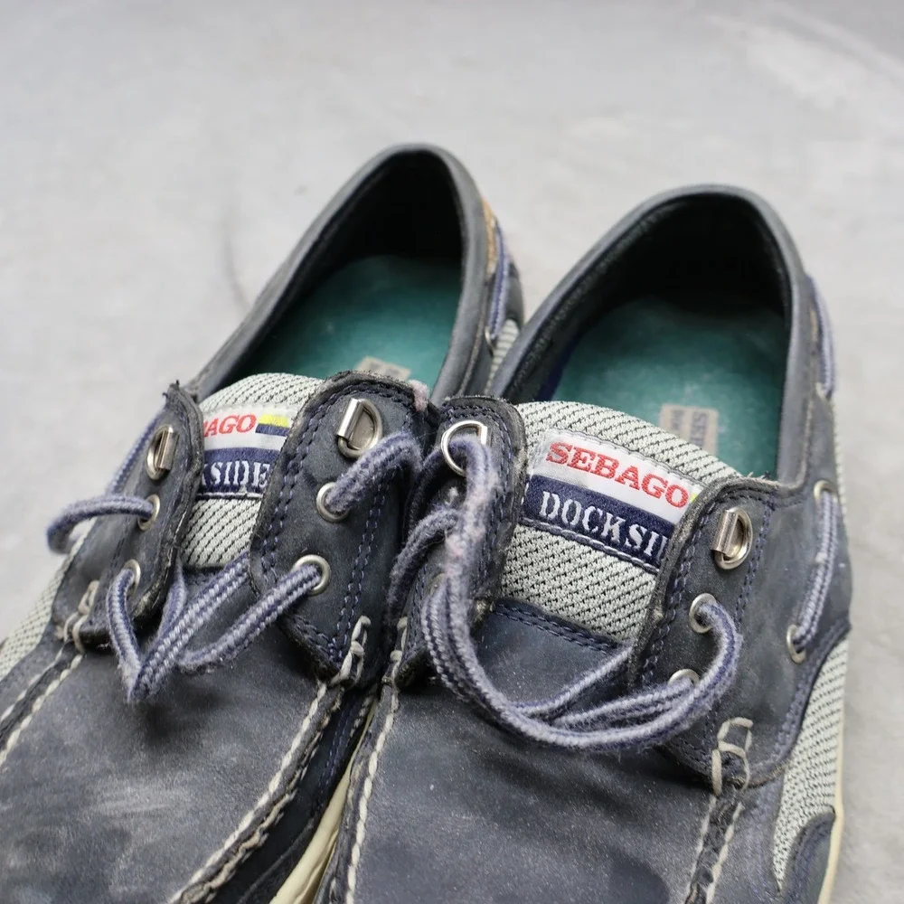 Sebago Mens 8.5M Boat Shoes Blue Docksides Leather Mesh Nautical‎ Casual Loafers